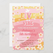 Vijf is een Vibe Groovy meisje 5e verjaardag uitno Kaart (Voorkant / Achterkant)