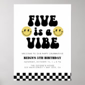 Vijf is een Vibe | Jongens 5e verjaardag Welkomstb Poster (Voorkant)