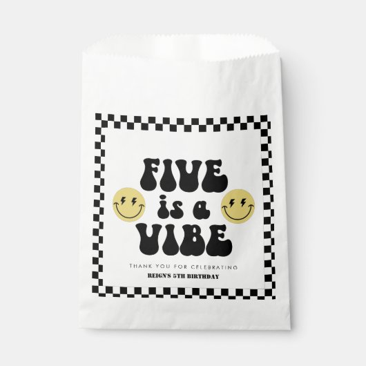 Vijf is een Vibe | Jongens Gelukkig Gezicht 5e Ver Bedankzakje (Voorkant)