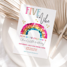 VIJF is een vibe kleurrijke regenboog 5e verjaarda