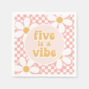 Vijf is een Vibe Pink Daisy Checker Servet