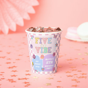 Vijf is een vibe preppy patch 5e verjaardagsfeestj papieren bekers