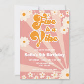 Vijf is een Vibe Retro Birthday Uitnodiging (Voorkant)