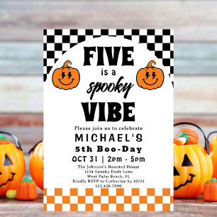 Vijf Is Een Vibe Retro Halloween 5de Verjaardagsfe Kaart