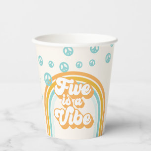 Vijf is een Vibe Retro Jongen 5e Verjaardag Papieren Bekers