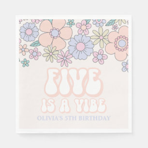 VIJF is een Vibe Retro pastel Floral 5 jaar Servet