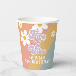 Vijf is een Vibe Retro Rainbow Paper Cups Papieren Bekers