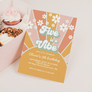 Vijf is een Vibe Retro Sunshine daisy boho floral Kaart