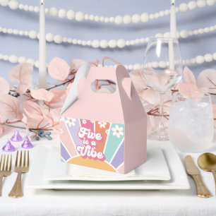 Vijf is een Vibe Retro Sunshine Rainbow Daisy Bedankdoosjes