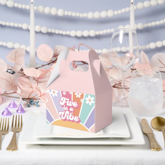 Vijf is een Vibe Retro Sunshine Rainbow Daisy Bedankdoosjes (Huwelijk)