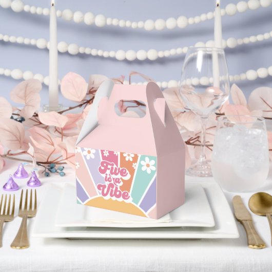 Vijf is een Vibe Retro Sunshine Rainbow Daisy Bedankdoosjes (Huwelijk)