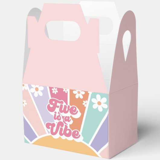 Vijf is een Vibe Retro Sunshine Rainbow Daisy Bedankdoosjes (Open)