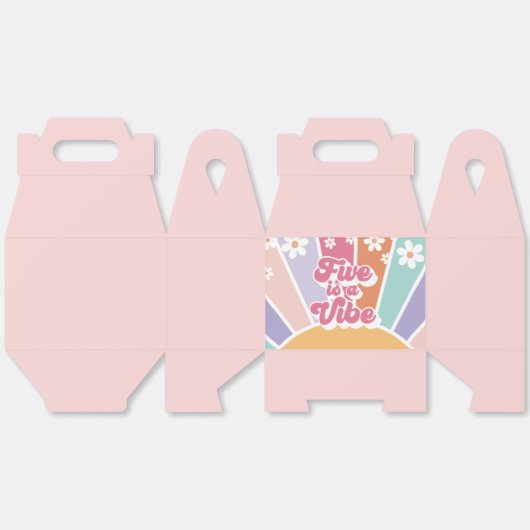 Vijf is een Vibe Retro Sunshine Rainbow Daisy Bedankdoosjes (Ongevouwen)