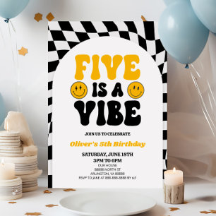Vijf is een vibe retro vijfde verjaardag feest kaart