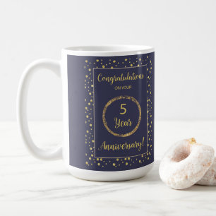 Vijf jaar Business Jubileum Navy en Gold-Look Koffiemok