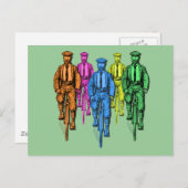 vijf jongens op fietsenillustratie briefkaart (Voorkant / Achterkant)