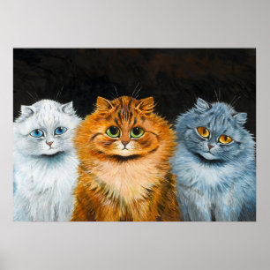 Vijf katten van Louis Wain Poster