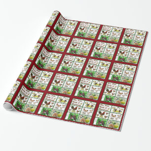 Vijf kerstvogels cadeaupapier