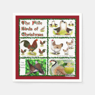 Vijf kerstvogels servet
