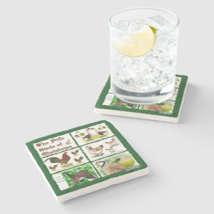 Vijf kerstvogels stenen onderzetter