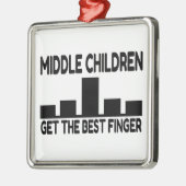 Vijf kinderen middelste kind middelvinger grap metalen ornament (Links)