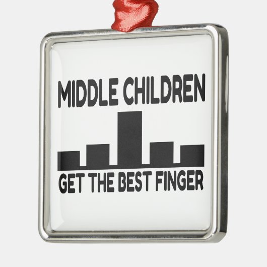 Vijf kinderen middelste kind middelvinger grap metalen ornament (Links)