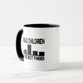 Vijf kinderen middelste kind middelvinger grap mok (Voorkant links)