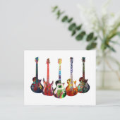 Vijf kleurige gitaren briefkaart (Staand voorkant)