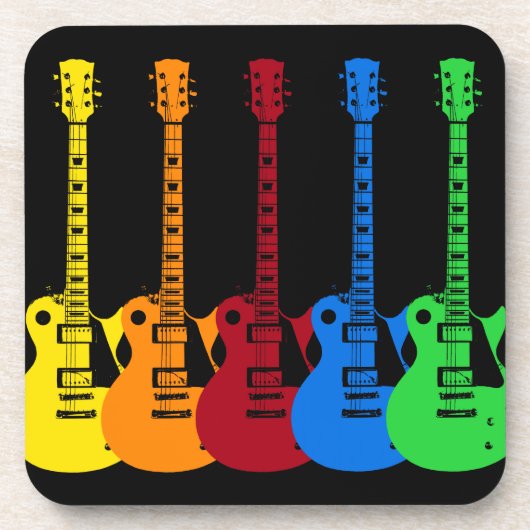Vijf kleurrijke elektrische gitaren bier onderzetter (Voorkant)