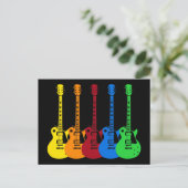 Vijf kleurrijke elektrische gitaren briefkaart (Staand voorkant)
