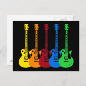 Vijf kleurrijke elektrische gitaren briefkaart (Voorkant / Achterkant)