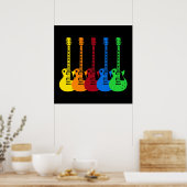 Vijf kleurrijke elektrische gitaren poster (Keuken)