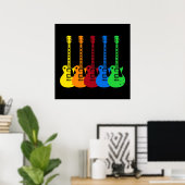 Vijf kleurrijke elektrische gitaren poster (Thuiskantoor)