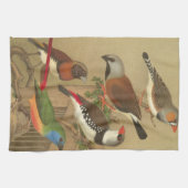 Vijf kleurrijke huisvogels die op een Tak worden v Theedoek (Horizontaal)