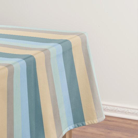 Vijf kleurstrepenblauw bruin en beige turquoise tafelkleed (Voorbeeld)