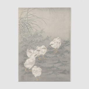 Vijf kuikens van Ohara Koson Tissuepapier