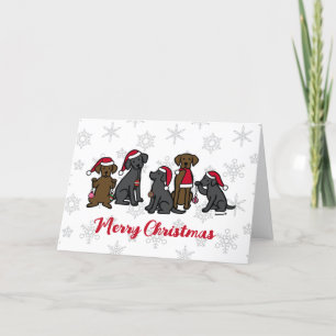 Vijf Labradors Kerstmis  Feestdagen Kaart
