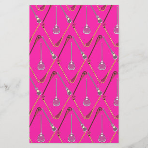 Vijf Lacrosse Sticks Roze Briefpapier