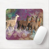 Vijf Llama Cloud Walk Fantasy White en bruine Lama Muismat (Met muis)