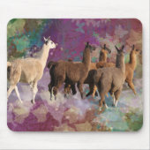 Vijf Llama Cloud Walk Fantasy White en bruine Lama Muismat (Voorkant)