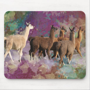 Vijf Llama Cloud Walk Fantasy White en bruine Lama Muismat
