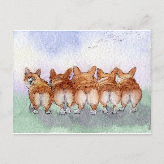 Vijf lopen samen weg... briefkaart (Voorkant)