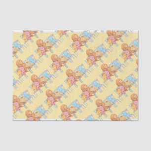 Vijf luide en kleurrijke Beren op stoelen Tissuepapier