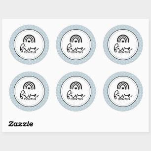 Vijf maanden regenbogen en polka dots mijlpaal ronde sticker