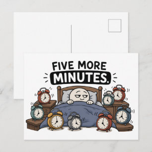 Vijf Minuten Meer – Grappige Slaapwekker Meme Briefkaart