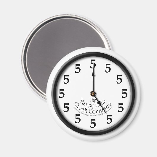 VIJF O'CLOCK CLOCK MAGNEET (Voorkant / Achterkant)