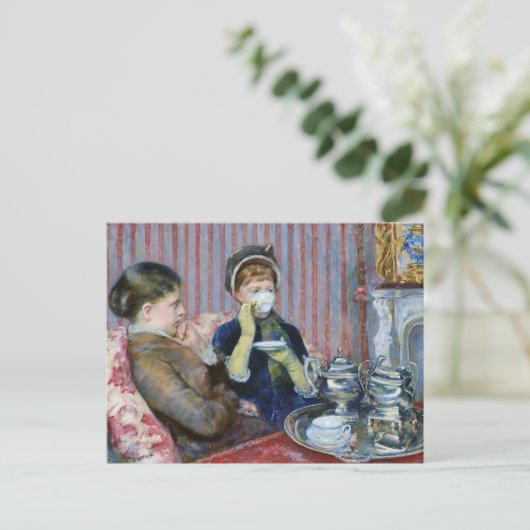Vijf O'Clock Tea Mary Cassatt Fine Art Briefkaart (Staand voorkant)