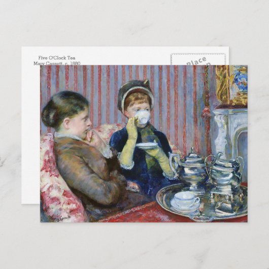 Vijf O'Clock Tea Mary Cassatt Fine Art Briefkaart (Voorkant / Achterkant)
