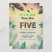 Vijf Oerwoud 5e verjaardagsfeest Safari ZOO Uitnod Kaart (Voorkant / Achterkant)