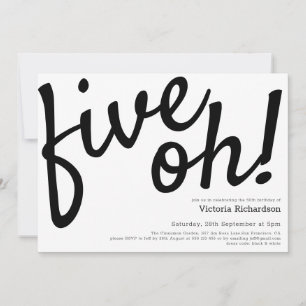 Vijf Oh minimalistische 50ste verjaardag zwart-wit Kaart